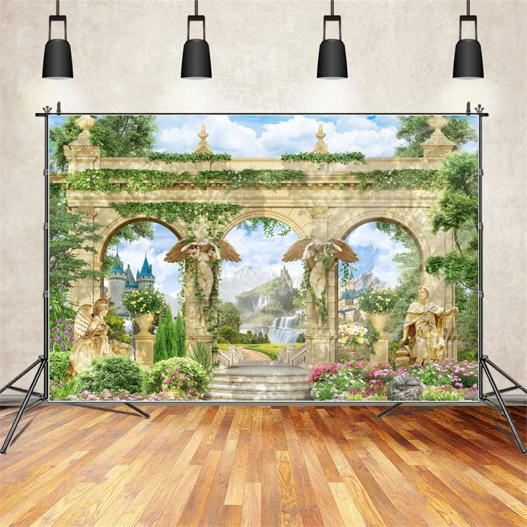 Toile de fond Printemps Arche de Pierre Majestueuse Jardin TWW2-39