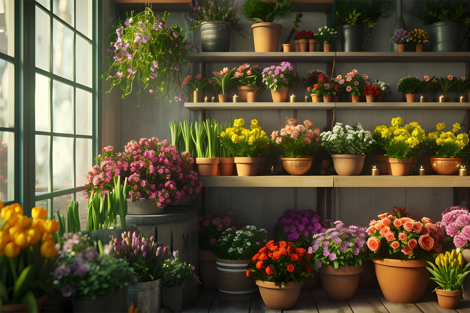Fond Photo Printemps Idées de Jardin Intérieur Plantes en Pots TWW2-6
