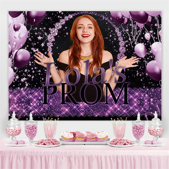 Toile de fond d'idées pour bal Ballons pailletés violets personnalisés TWW3-107