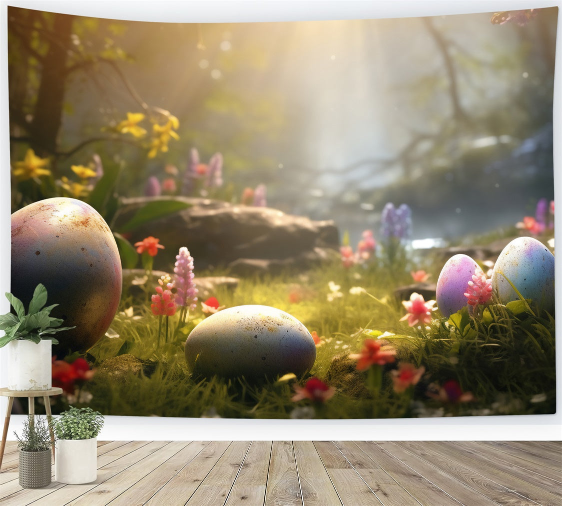 Fond studio paques Forêt Enchantée et Œufs de Pâques TWW3-35