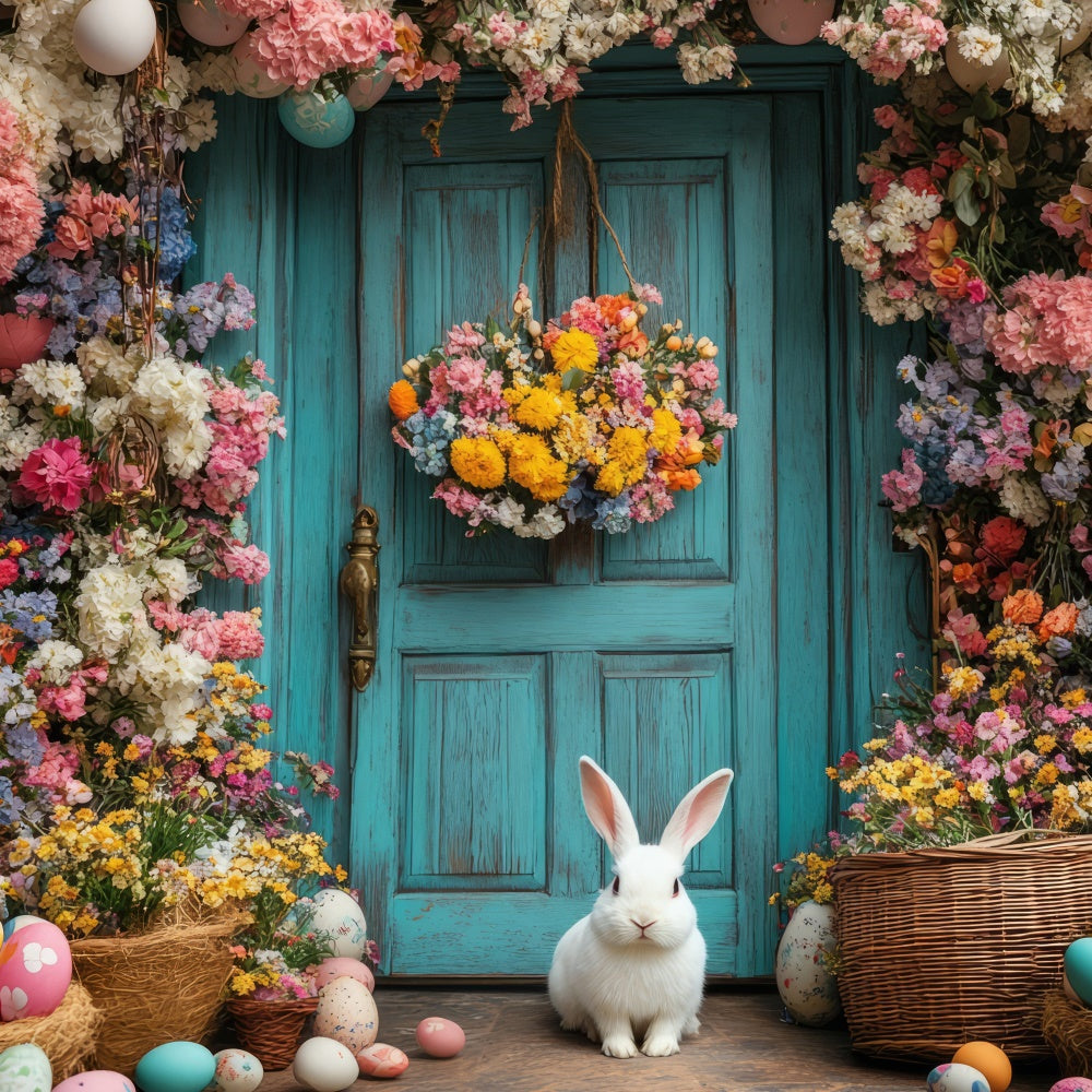 Toile de fond pâques Entrée Fleurie et Œufs Colorés TWW3-49