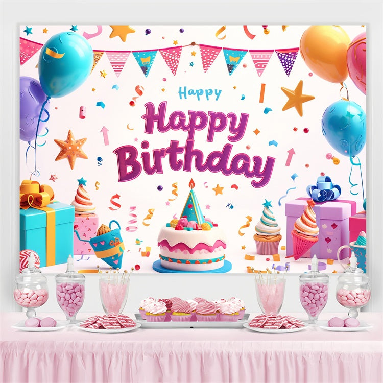 Toile de fond Deco Anniversaire Personnalisé Cadeau Ballons Colorés TWW3-71