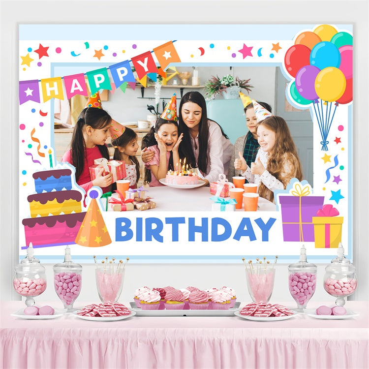 Toile de fond Anniversaire Personnalisé Bannière Pastel Ballons Colorés TWW3-72