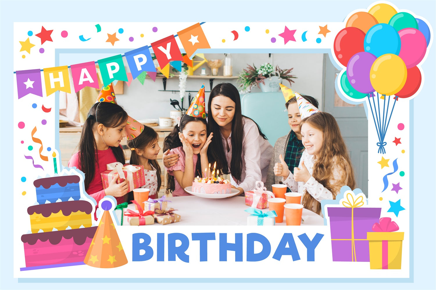 Toile de fond Anniversaire Personnalisé Bannière Pastel Ballons Colorés TWW3-72