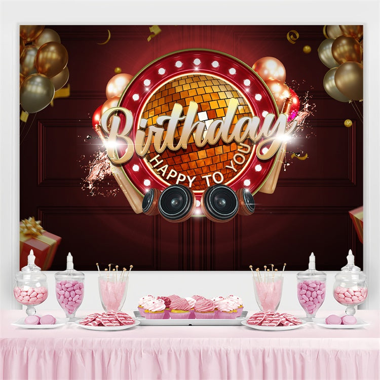Toile de fond Anniversaire Personnalisé Luxe Ballons Dorés TWW3-74