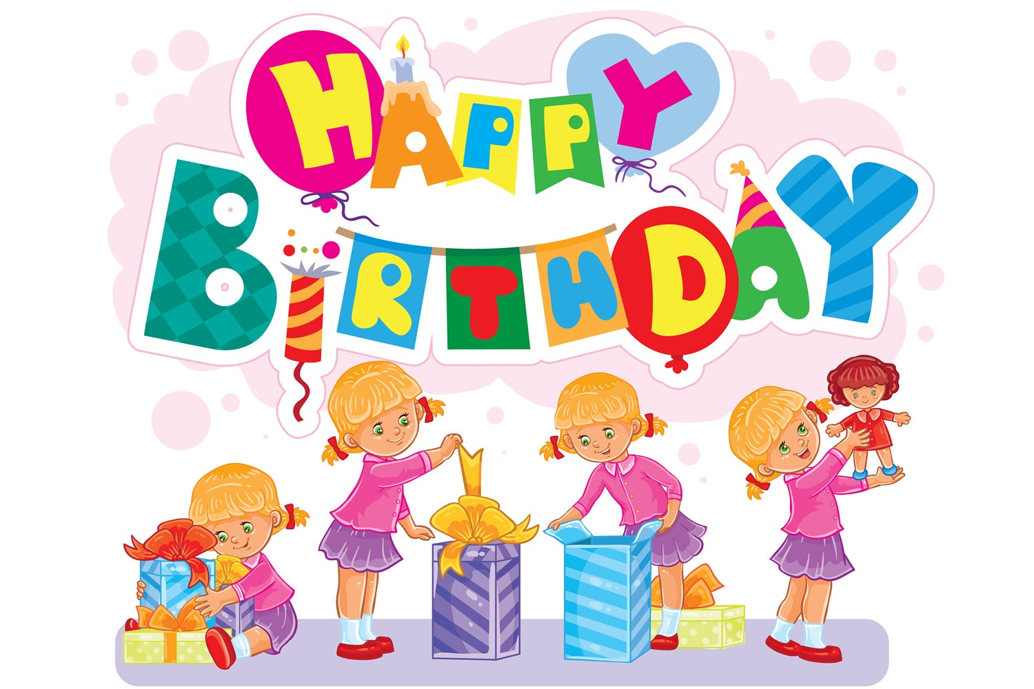 Toile de fond Anniversaire Personnalisable Petite Fille Mignonne Fête TWW3-76