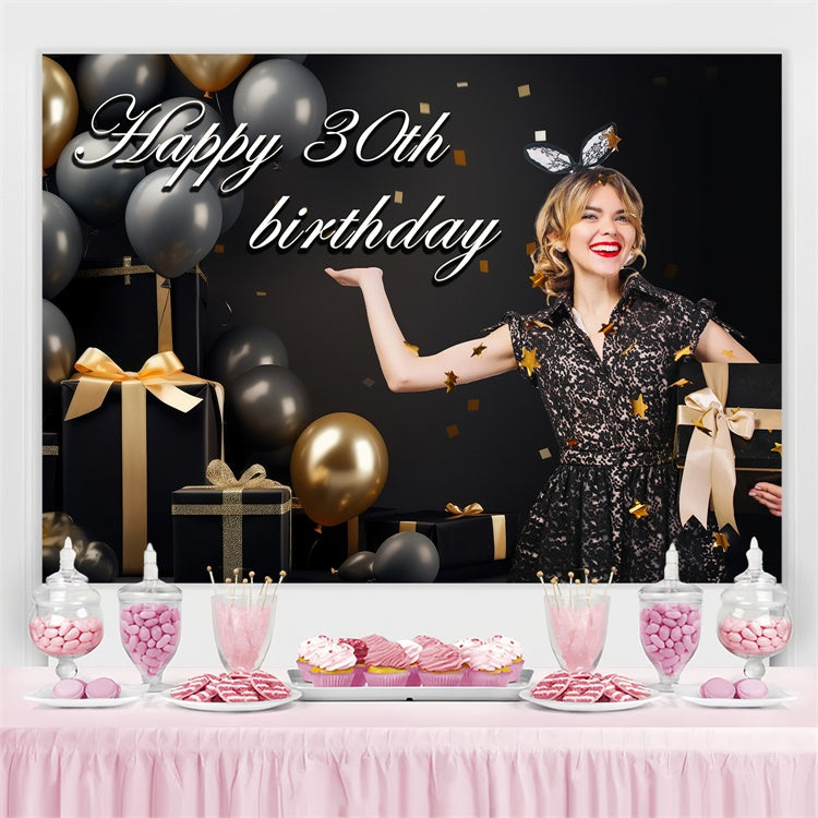 Toile de fond Anniversaire Personnalisé Classe Ballons Confettis 30ème TWW3-78