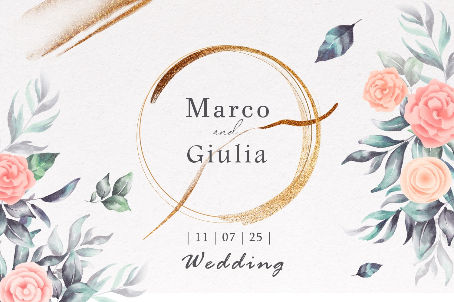 Toile de fond Personnalisée Mariage Personnalisable Roses Élégantes TWW3-88