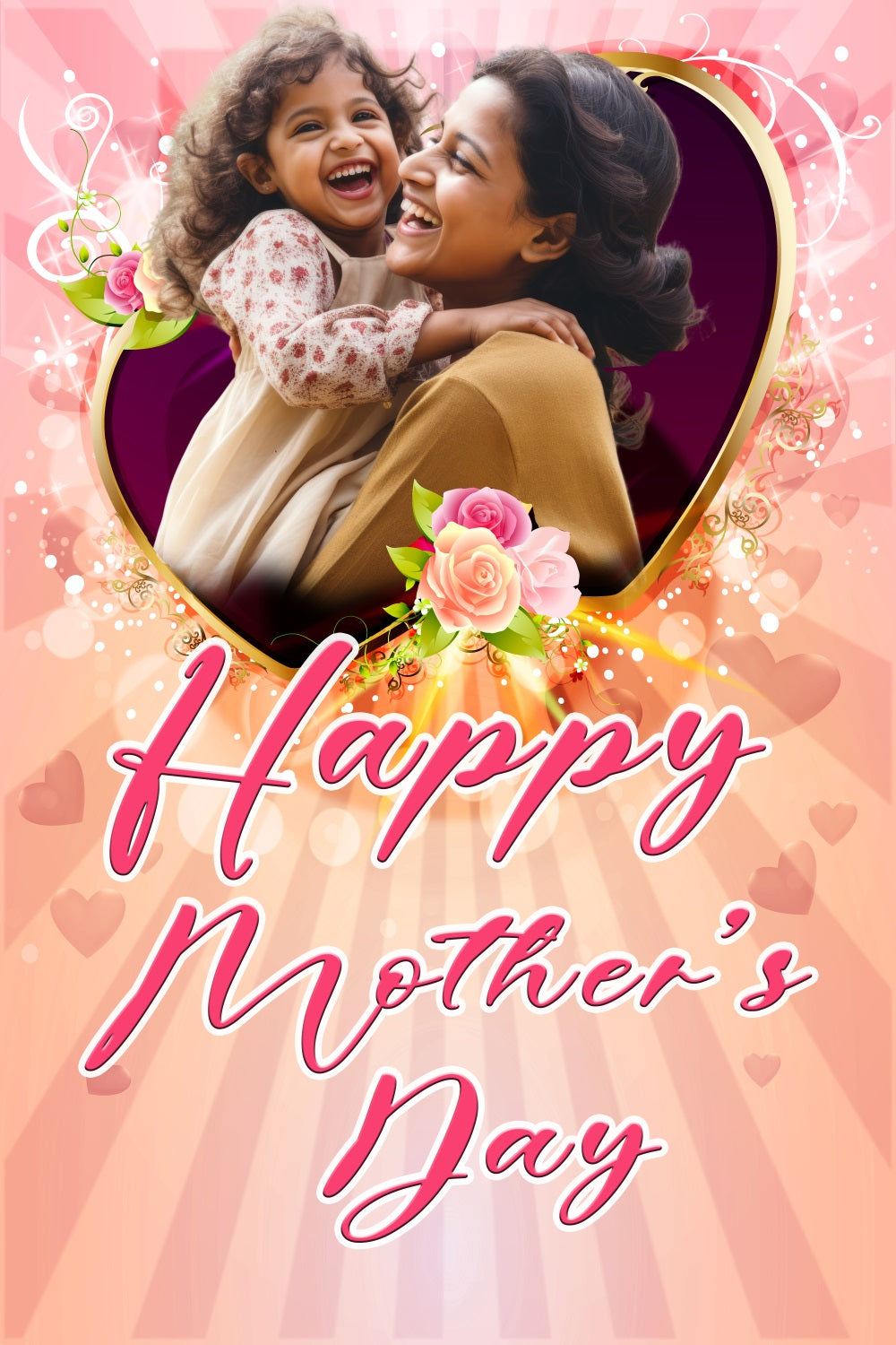 Toile de fond Fête des Mères Cadre Cœur Lumineux Personnalisée TWW4-1