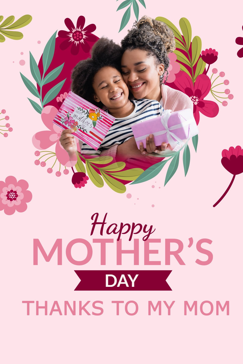 Toile de fond Fête des Mères Pétales Roses Douces Personnalisée TWW4-14