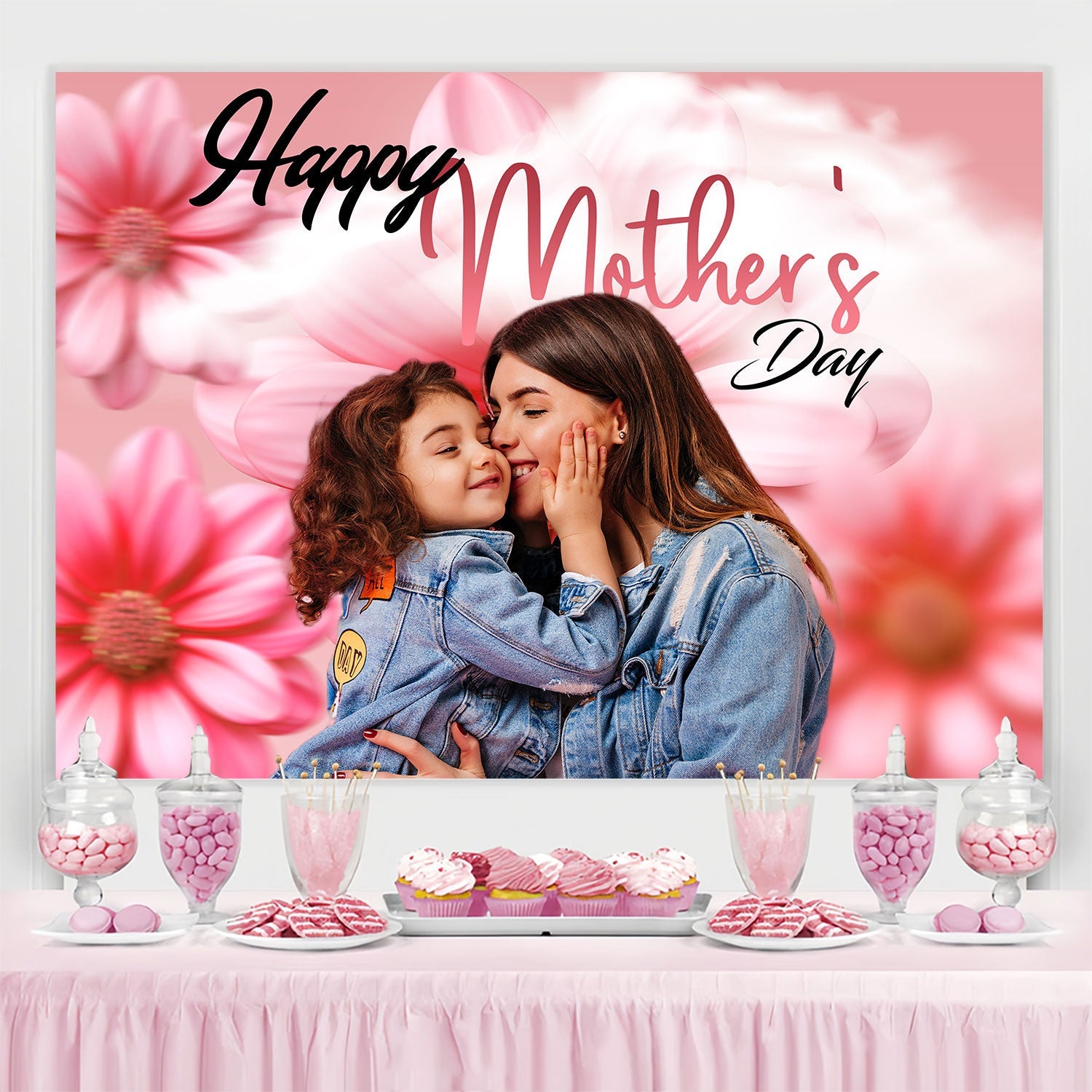 Toile de fond Fête des Mères Fleur Marguerite Personnalisée TWW4-5