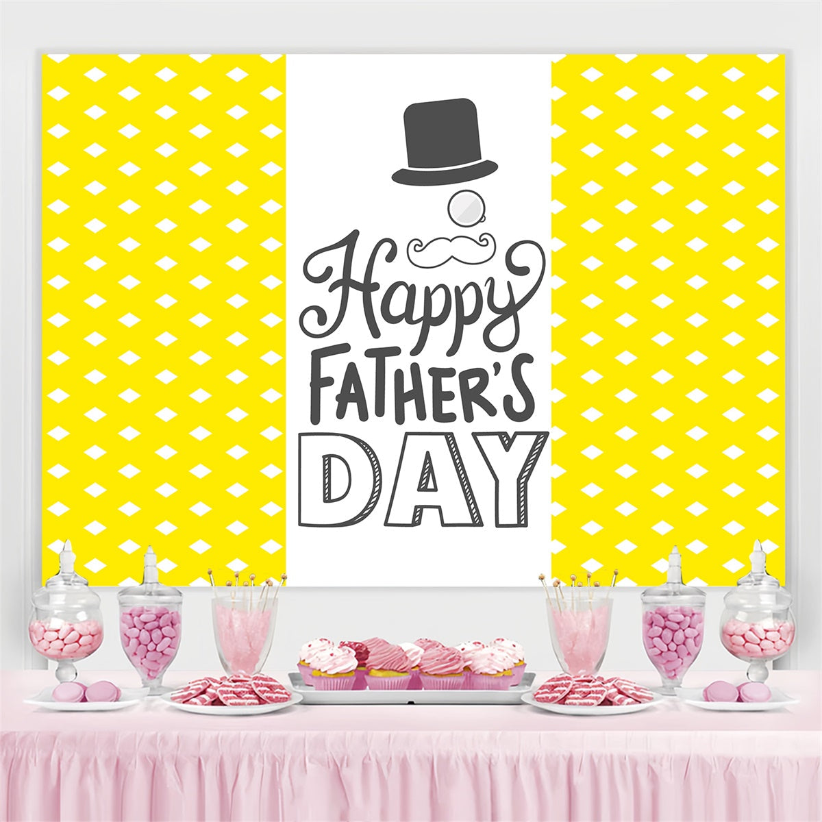 Toile de fond Fête des Pères Géométrie Jaune Classique Personnalisée TWW4-72