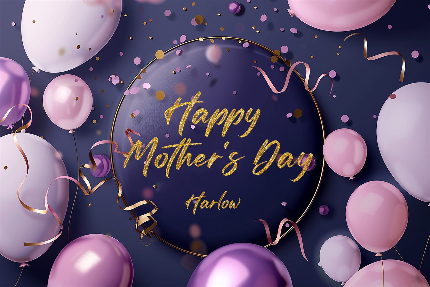 Toile de fond Fête des Mères Ballons de Fête Violets Personnalisée TWW4-8