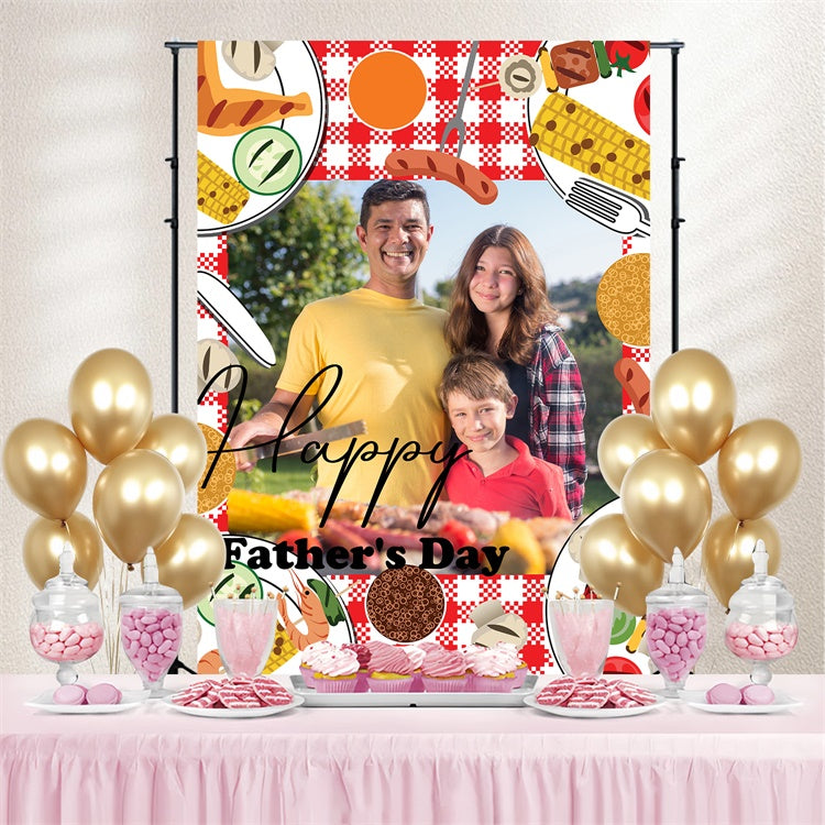 Toile de fond Fête des Pères Thème BBQ en Famille Personnalisée TWW4-86