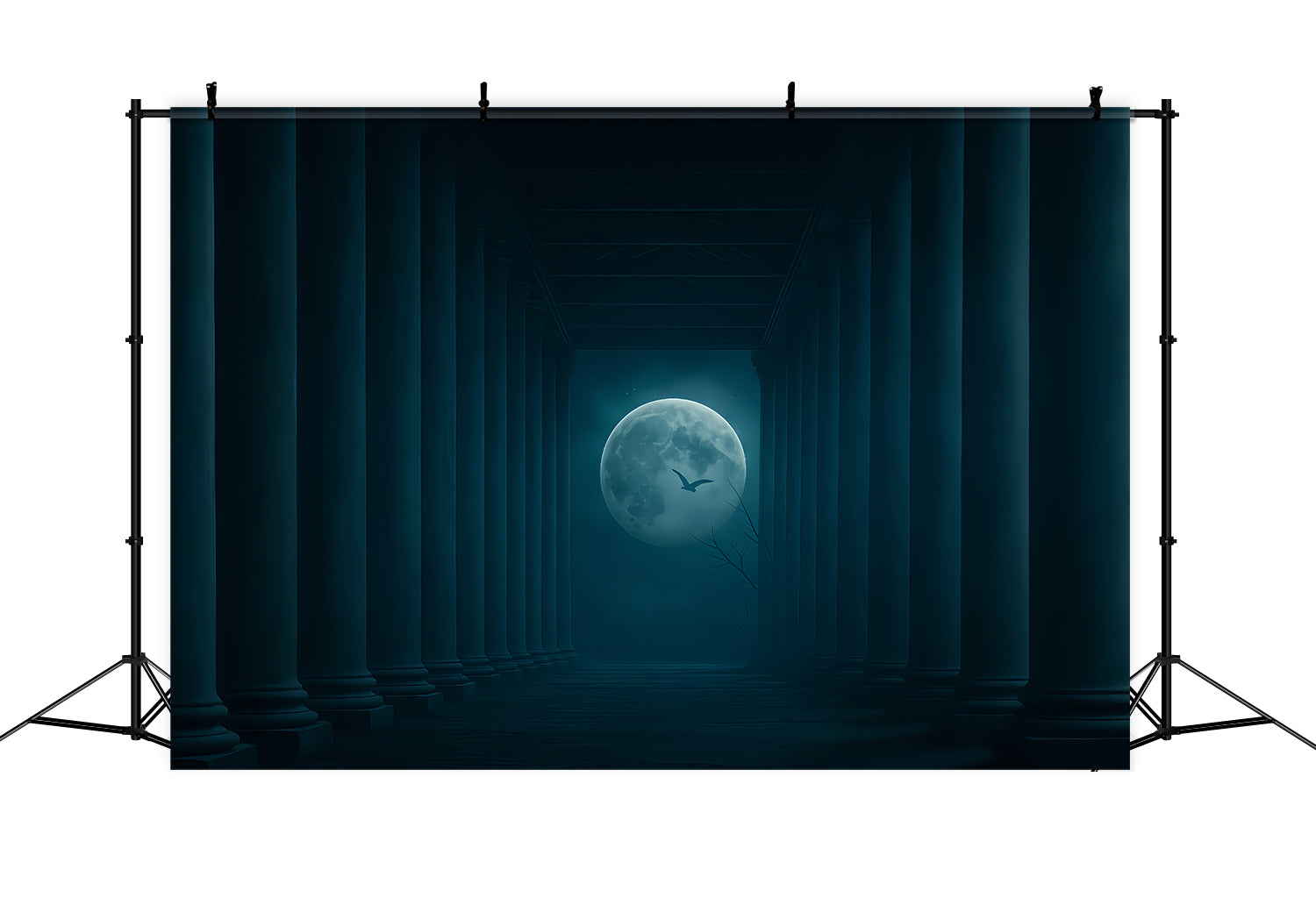 Fond Halloween Moon Moonlit Pillars Dark Corridor Fond Halloween TWW510-31