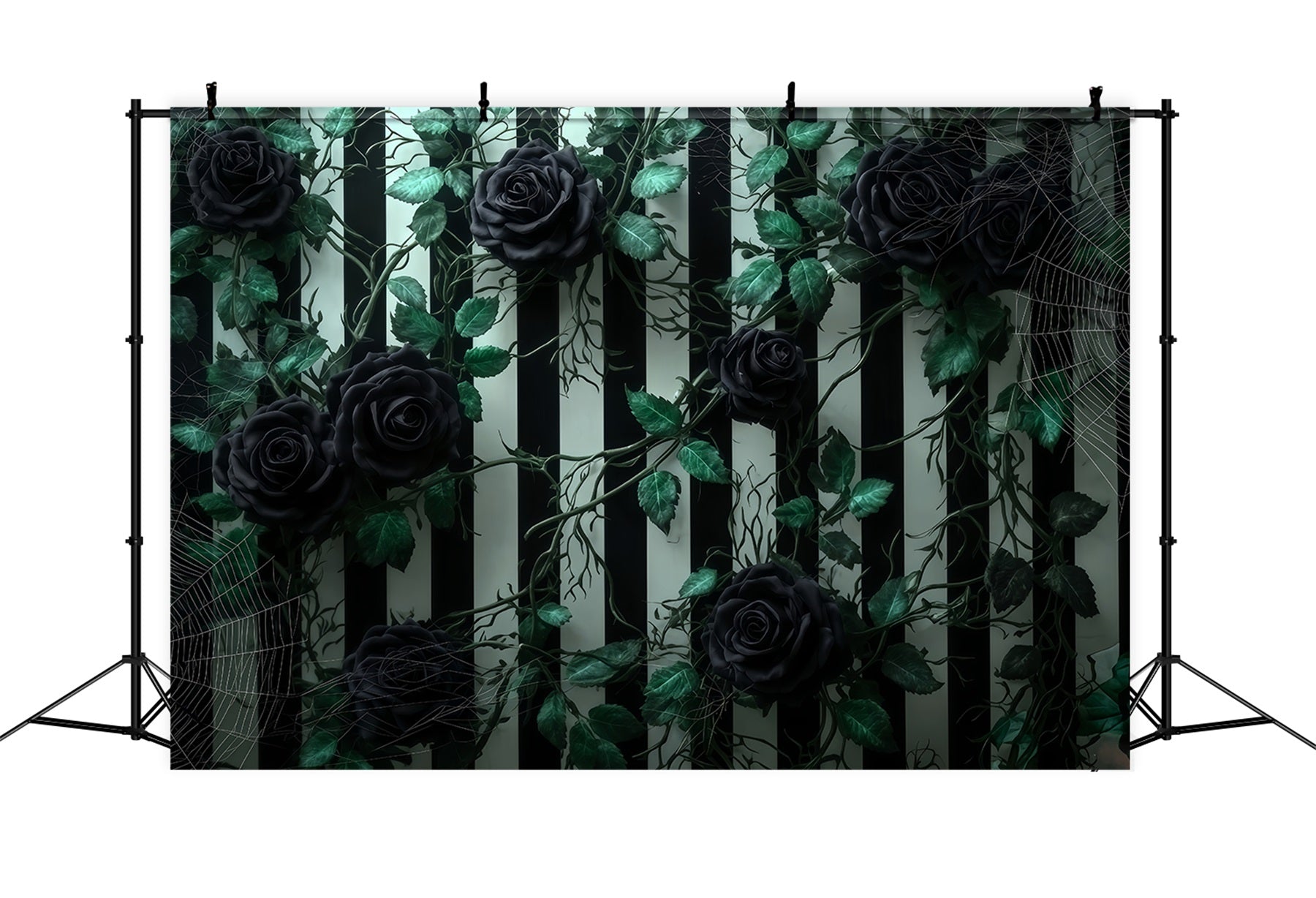Fond mural d'Halloween Roses noires Mur rayé Fonds d'Halloween pour photos TWW510-46