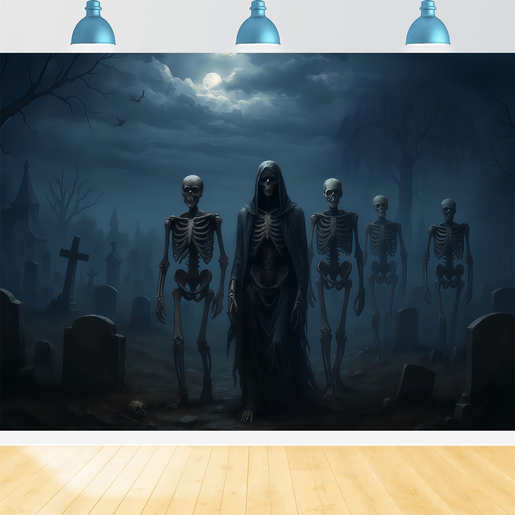 Fond fantôme d'Halloween Armée de squelettes Marche de minuit Fond effrayant d'Halloween TWW510-8