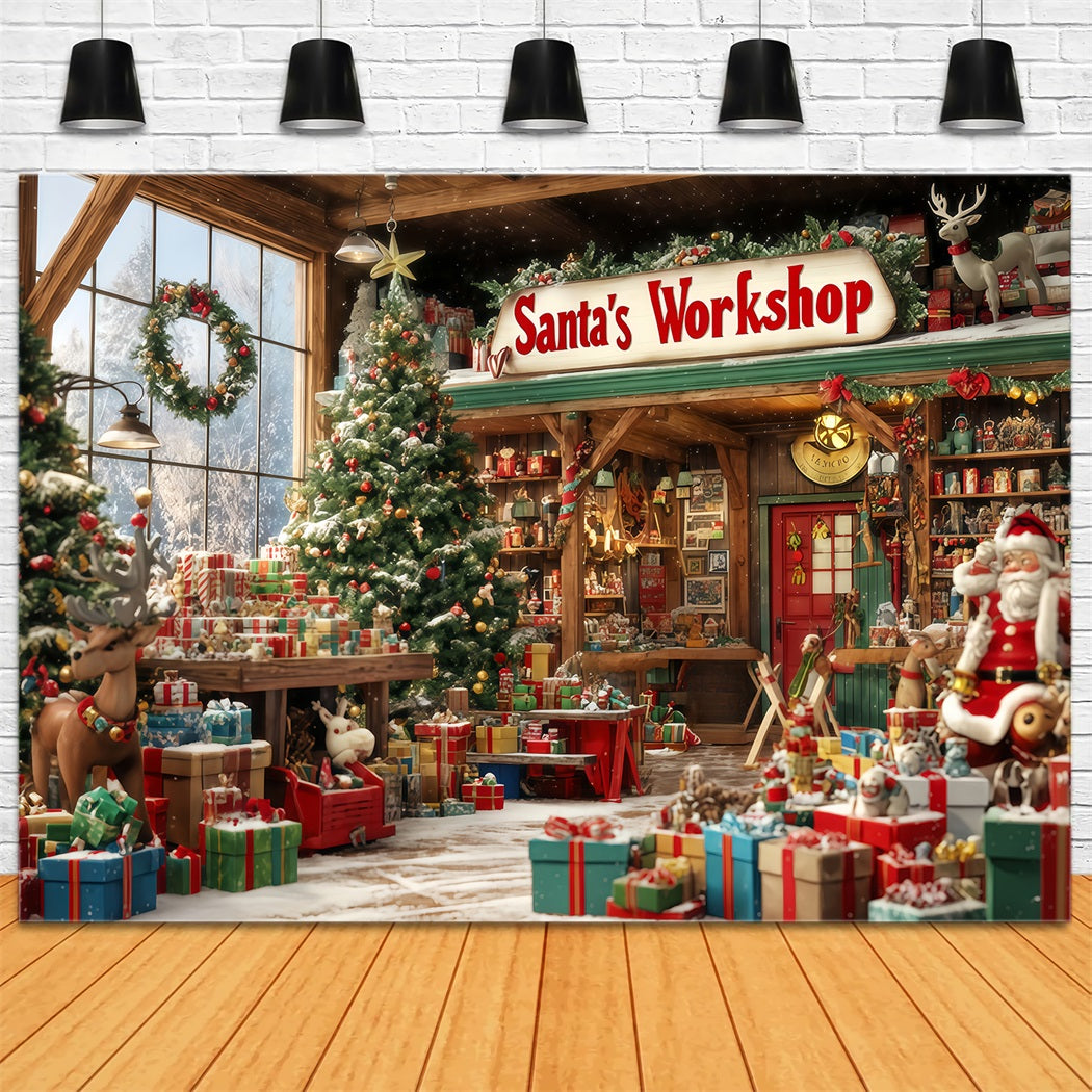 Fond d'atelier du Père Noël Fond de magasin de jouets Pays des merveilles de Noël TWW510-94