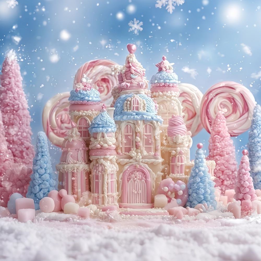 Fond de pain d'épices Pays des bonbons Château pastel Fond de Noël TWW510-95