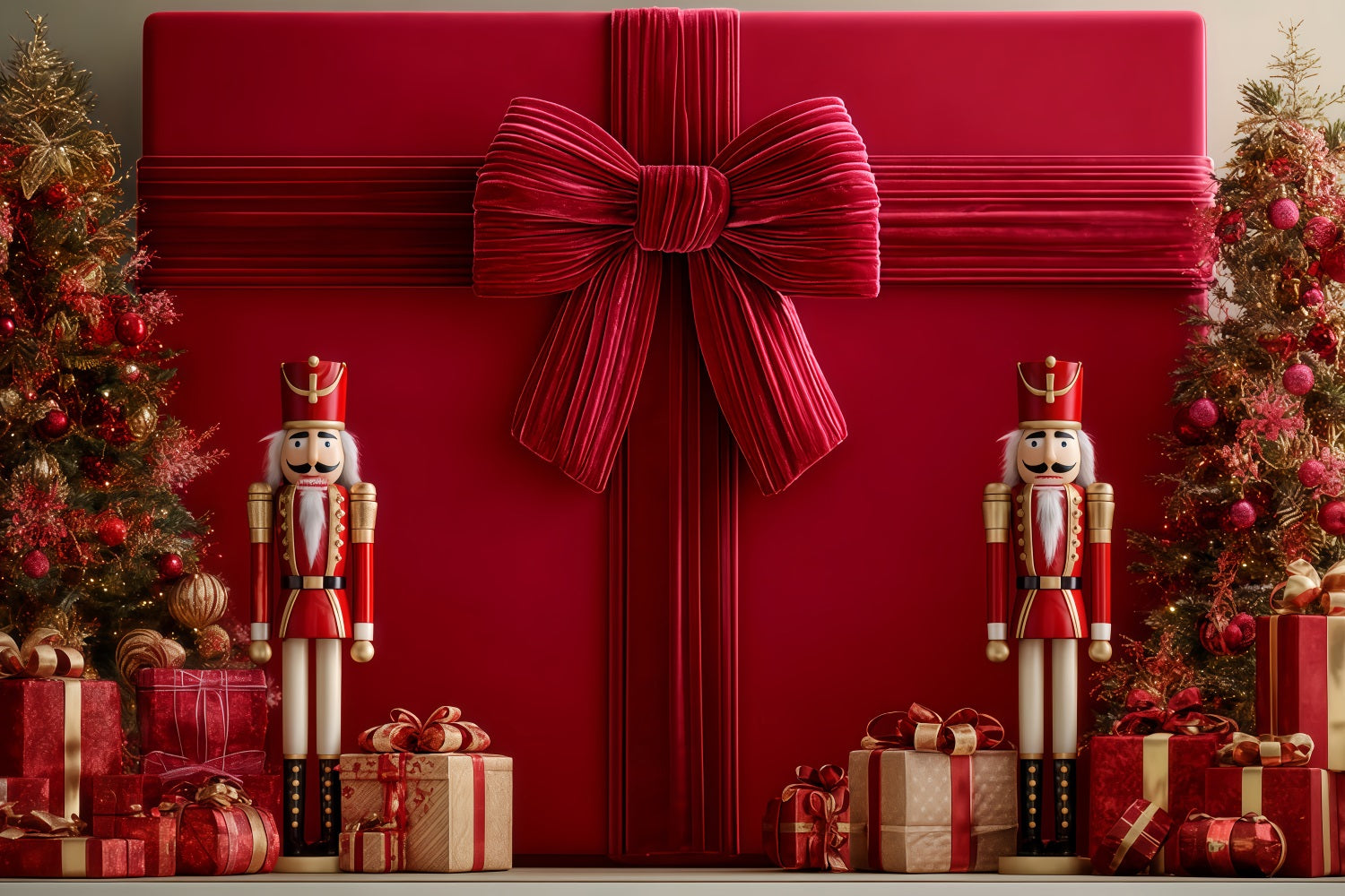 Fond avec nœud géant Cadeau géant Casse-noisette Fond de Noël TWW510-97