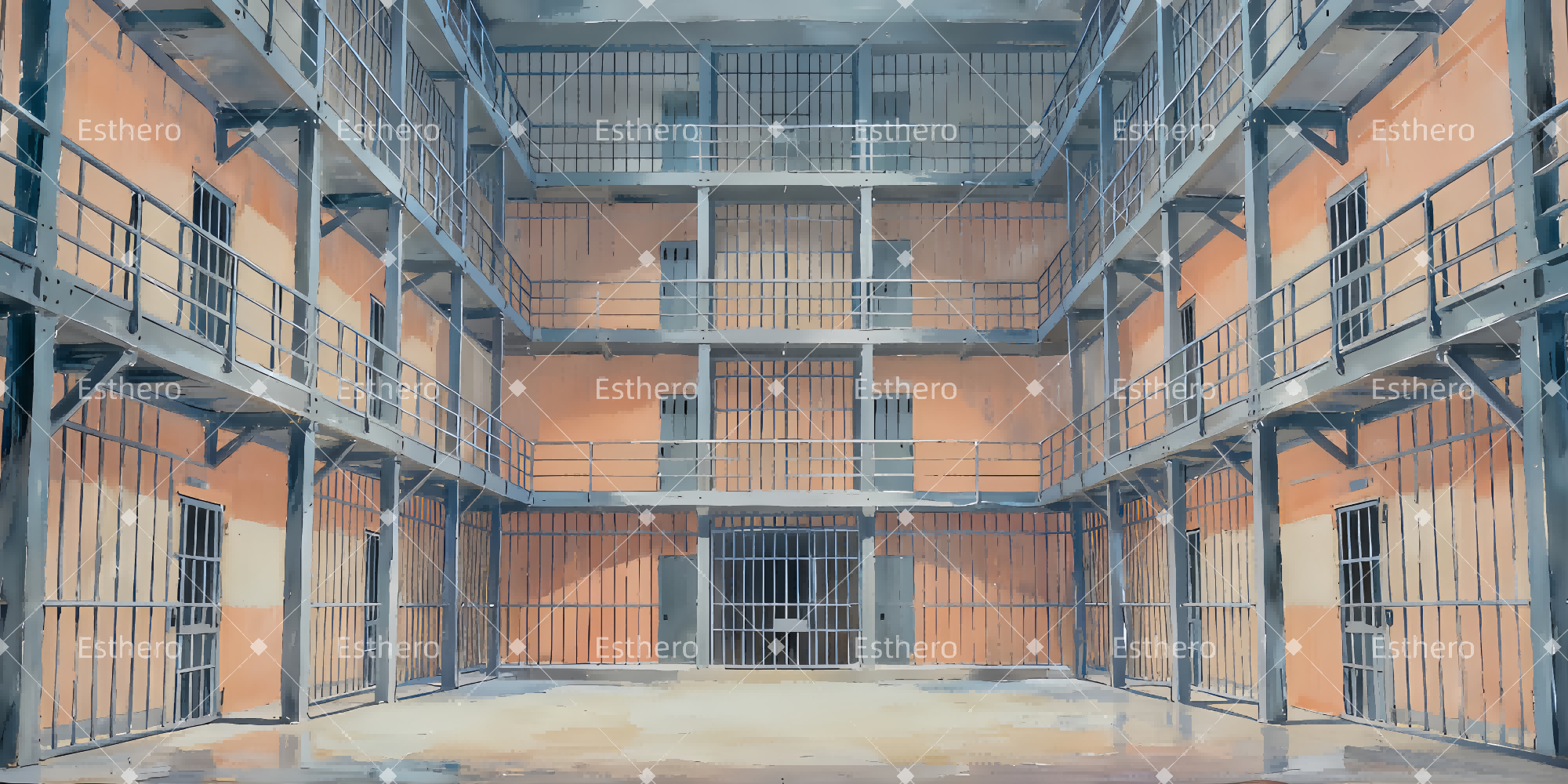 Fond de Scène Théâtre Zone de Visite de la Prison TWW510-T17