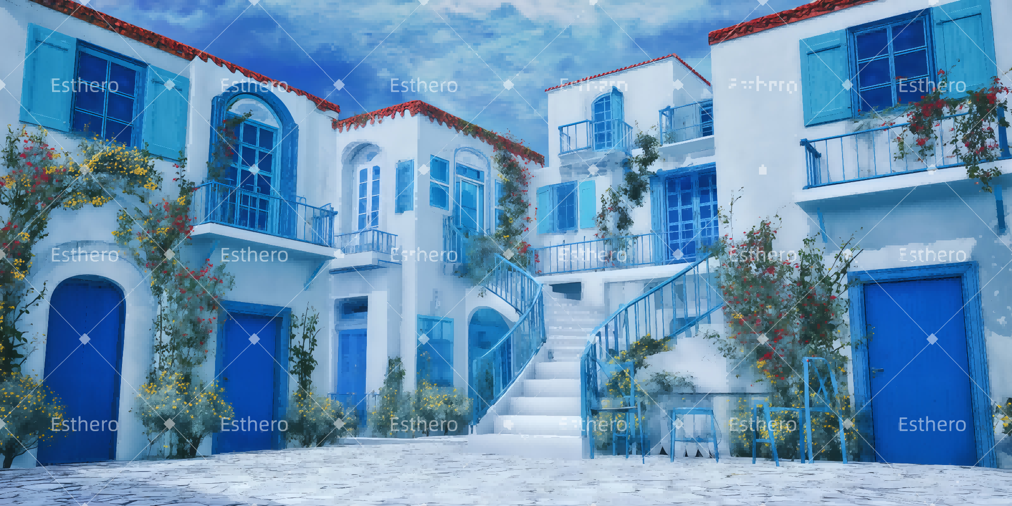 Fond de Scène Théâtre Cour au Matin TWW510-T26