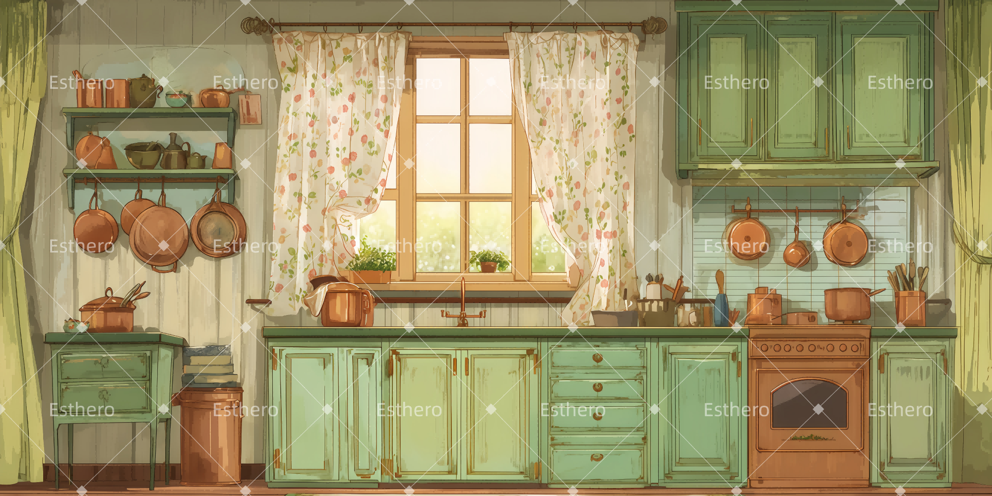 Toile de fond de Scene Cuisine de la Famille Banks TWW510-T38