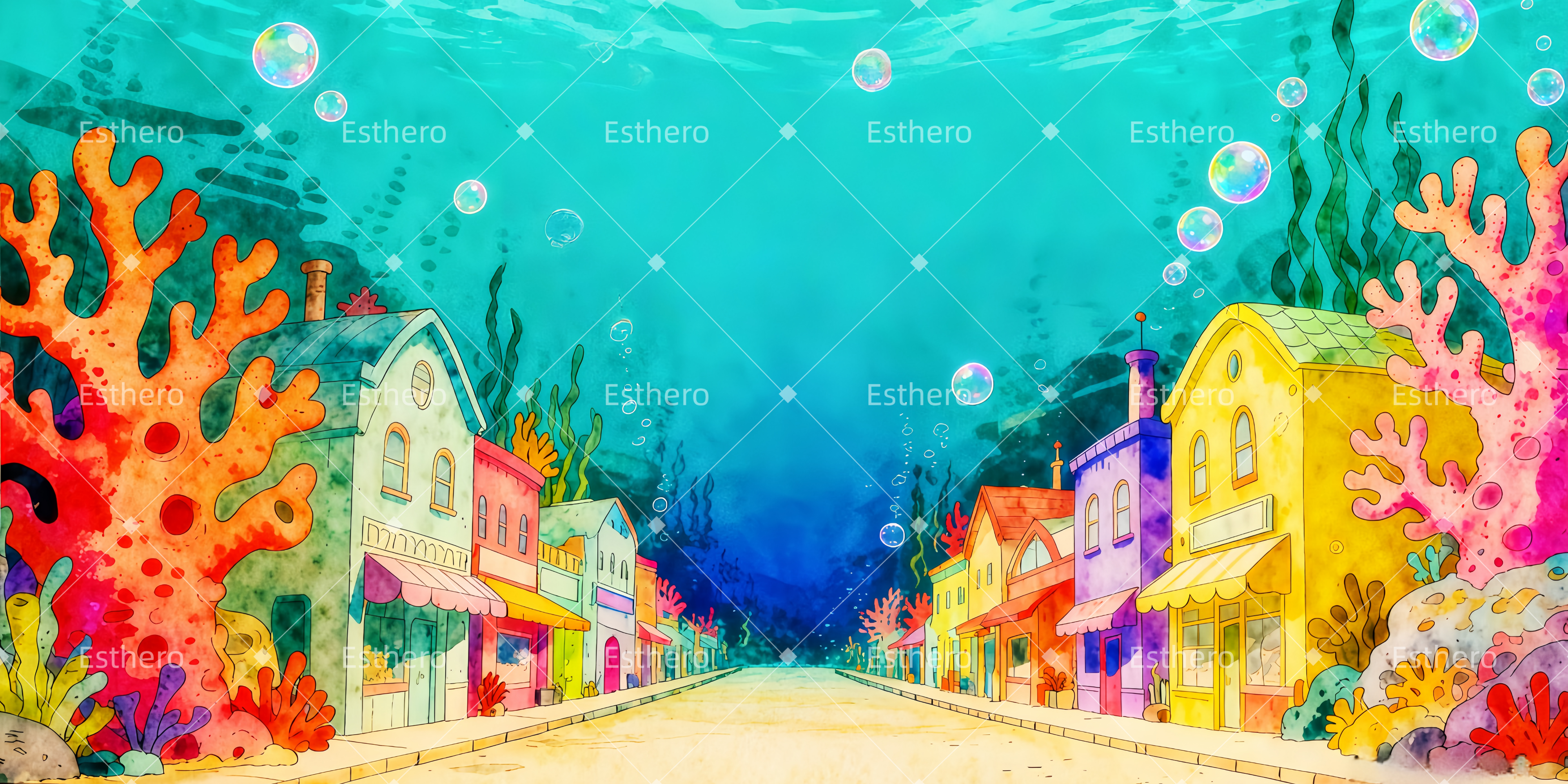 Fond de Scène Personnalisé Bikini Bottom TWW511-T125