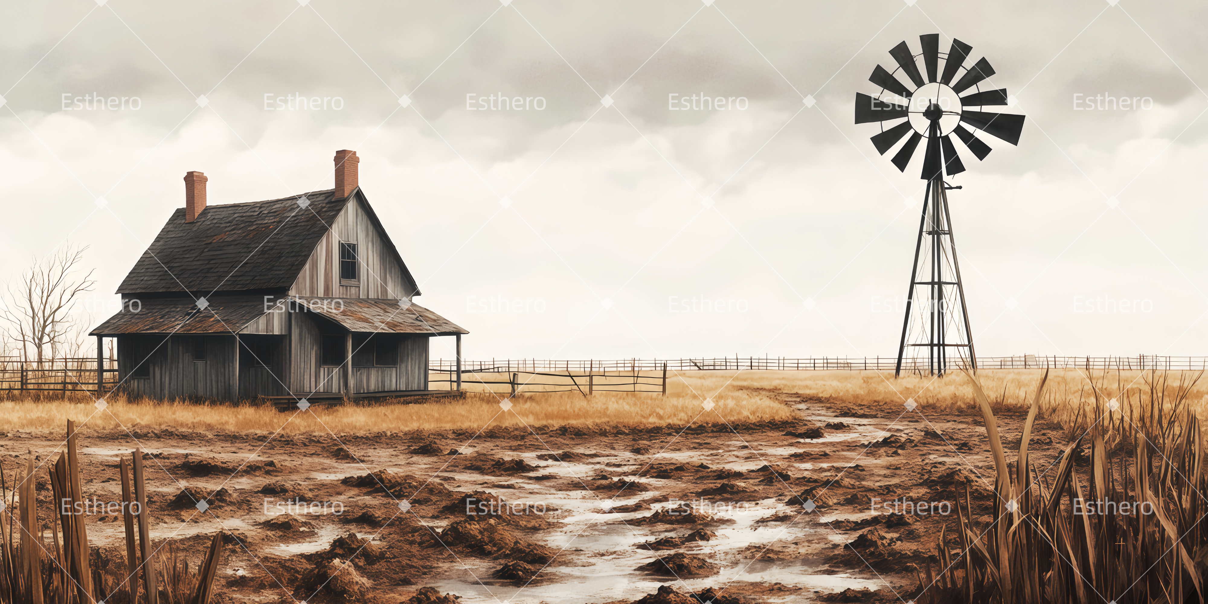 Fond de Scène La ferme du Kansas TWW511-T129