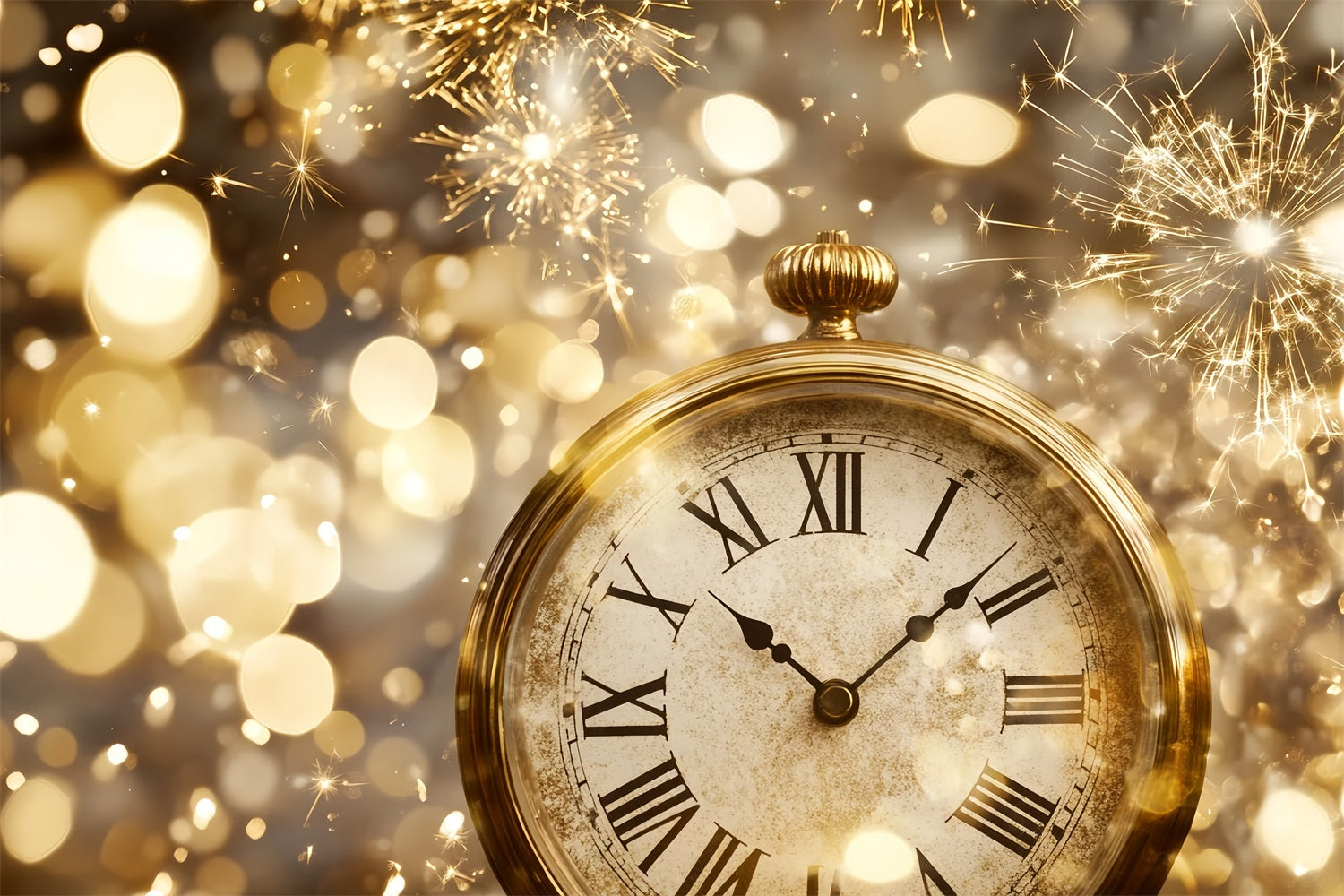 Fond pour le Nouvel An Compte à rebours Fond bokeh avec feux d'artifice dorés scintillants TWW512-20