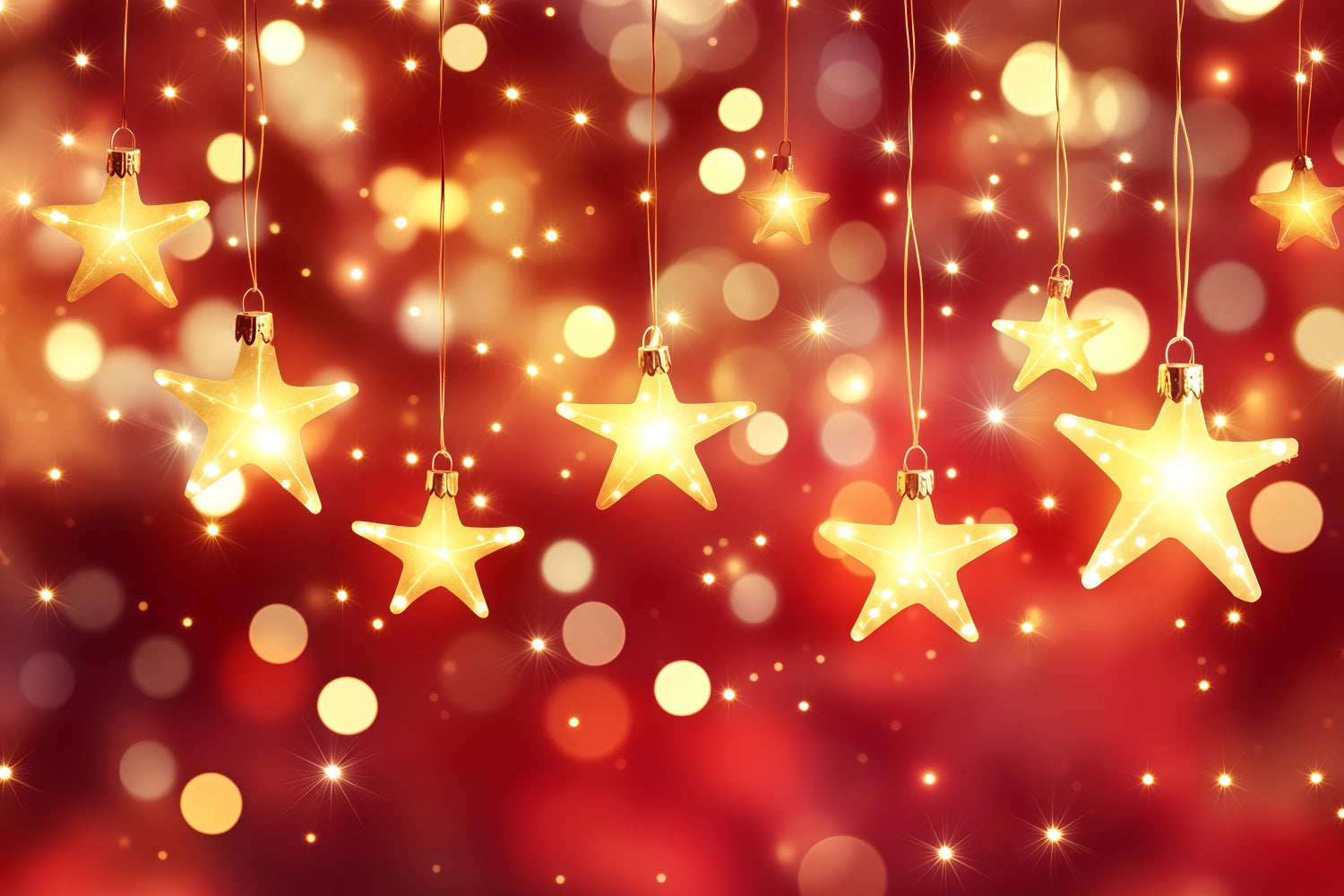 Toiles de fond pour le Nouvel An lumières étoiles suspendues bokeh toile de fond paillettes dorées TWW512-26