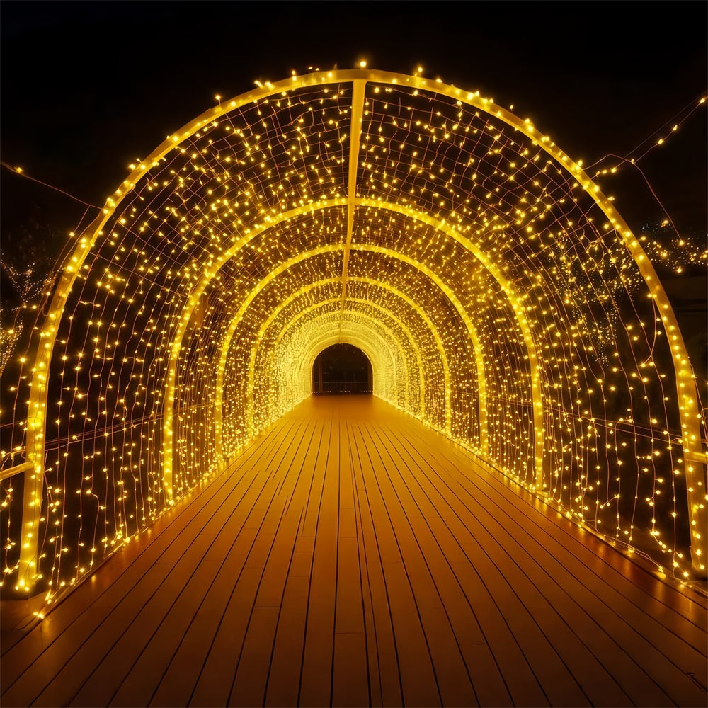 Fond pour le Nouvel An Tunnel lumineux bokeh Paillettes dorées Fond scintillant TWW512-30