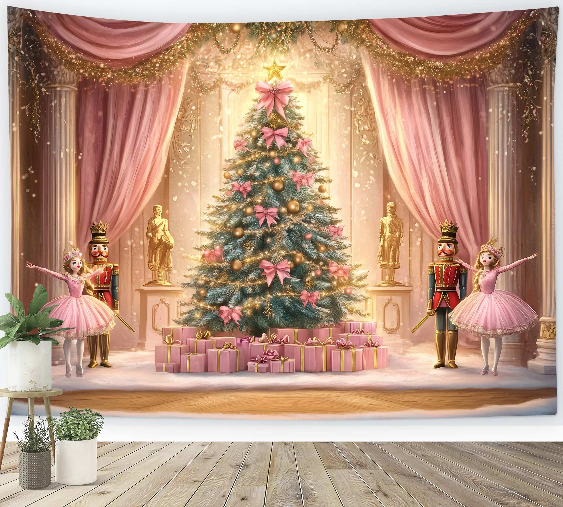 Toile de fond Noël Ballet Rose Magie de Noël Casse-Noisette TWW58-74