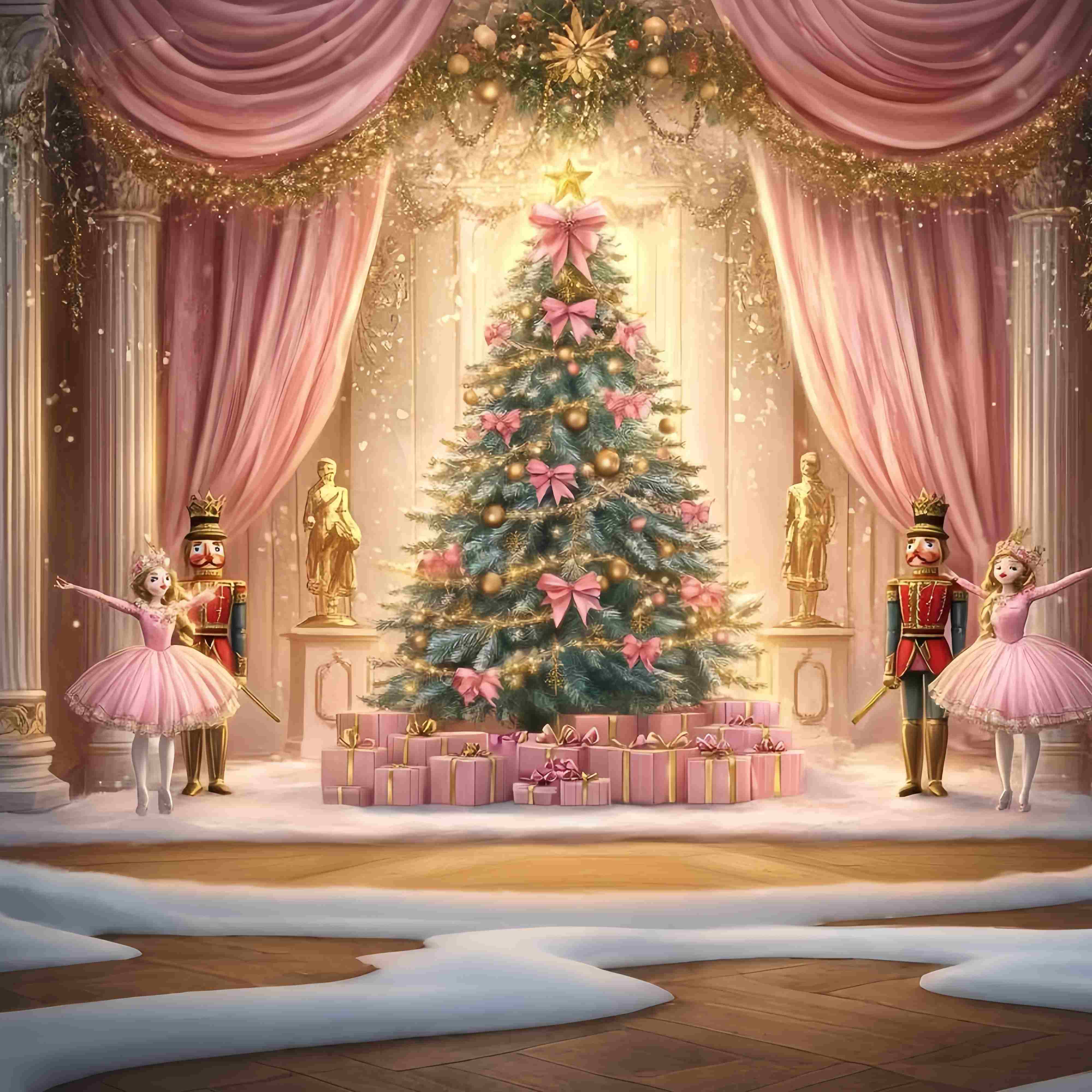 Toile de fond Noël Ballet Rose Magie de Noël Casse-Noisette TWW58-74
