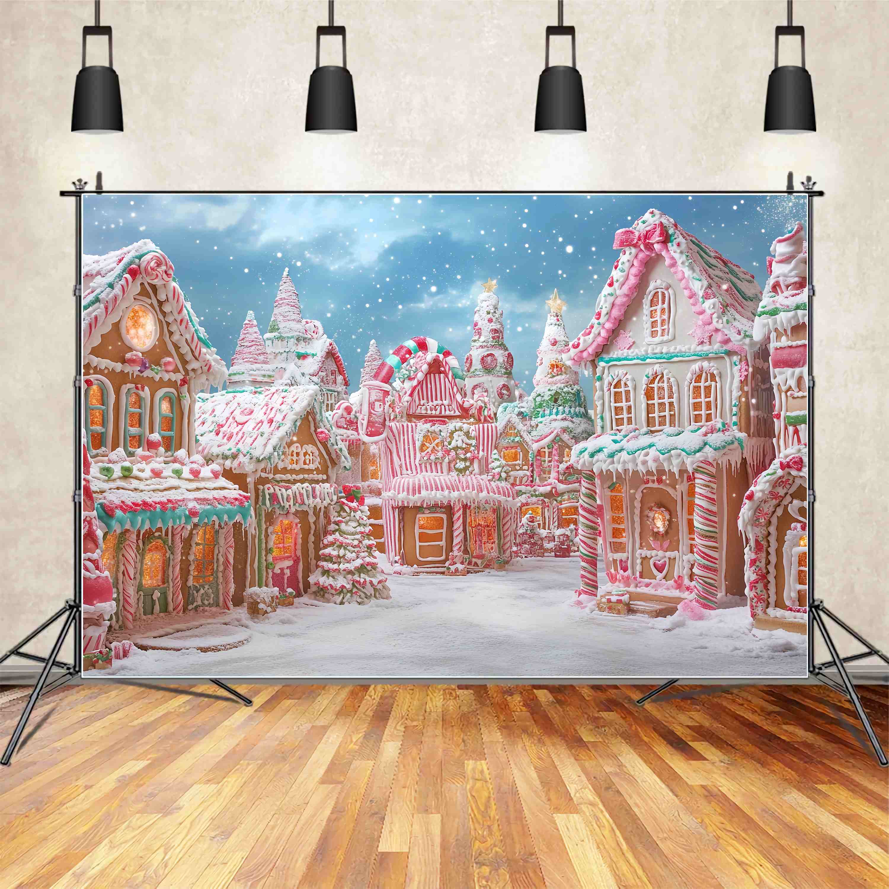 Toile de fond photo Noël Village Pain d’Épices Allée Sucrée TWW58-87