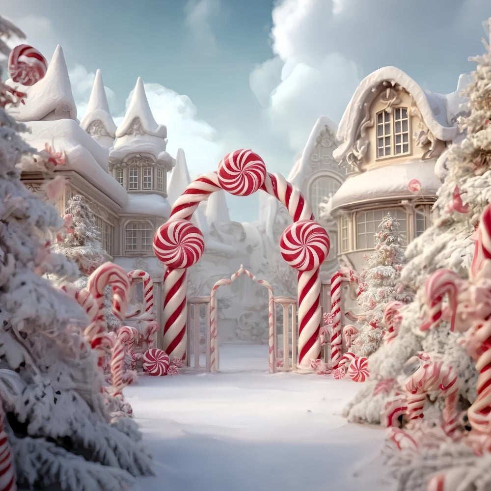 Toile de fond Noël Pays des Bonbons Arche Sucre d’Orge TWW59-120
