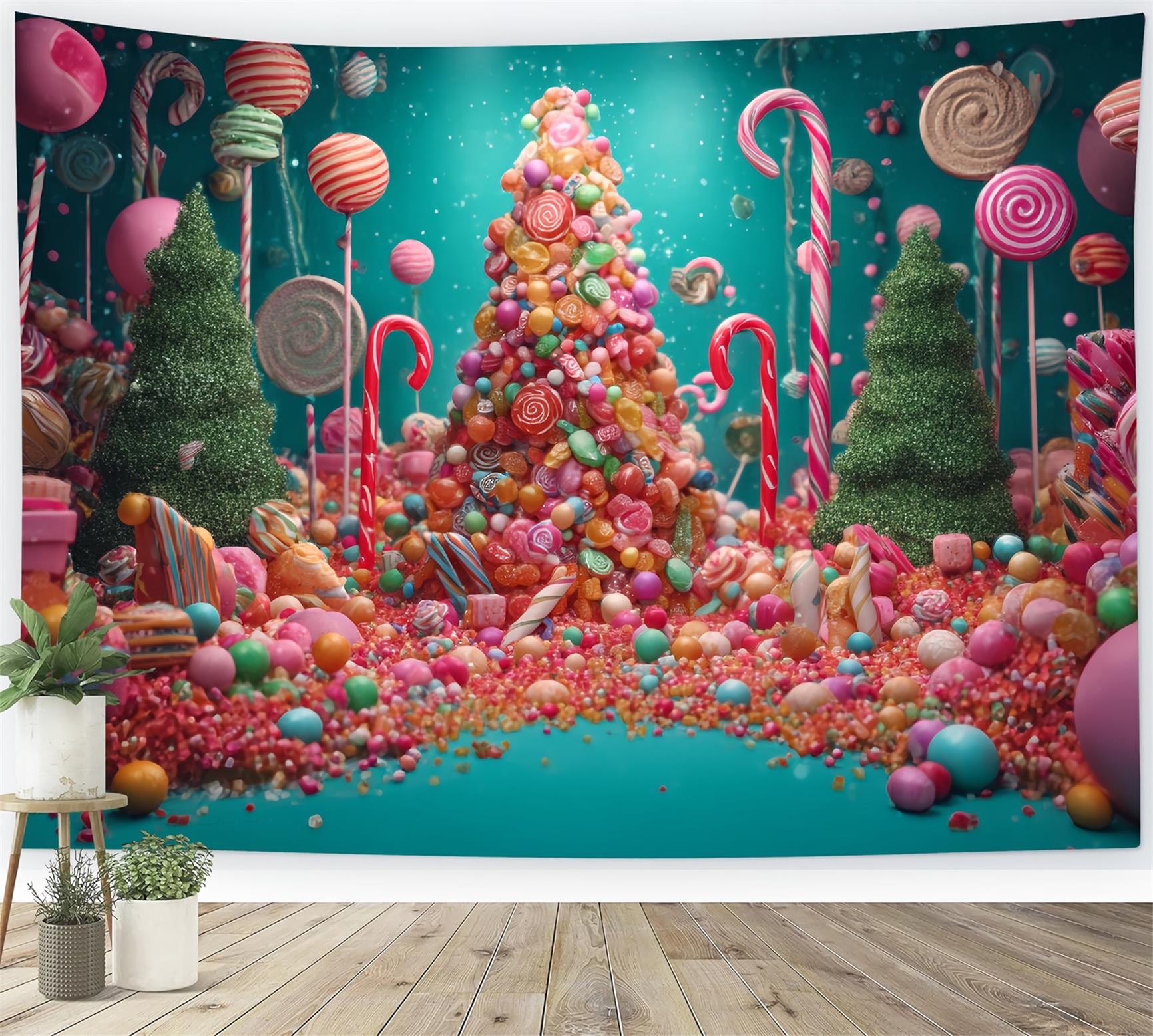 Toile de fond Noël Pays des Bonbons Sapin de Noël TWW59-126