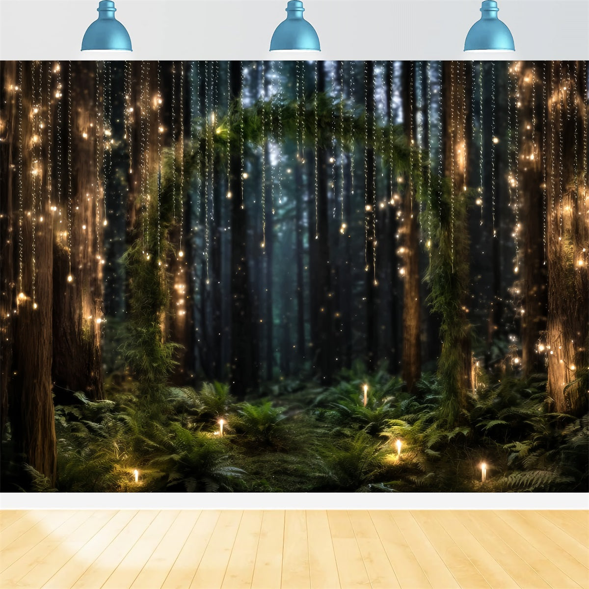 Toile de fond Forêt Nocturne Arche Lumineuse Fée Forêt Photographie TWW59-131