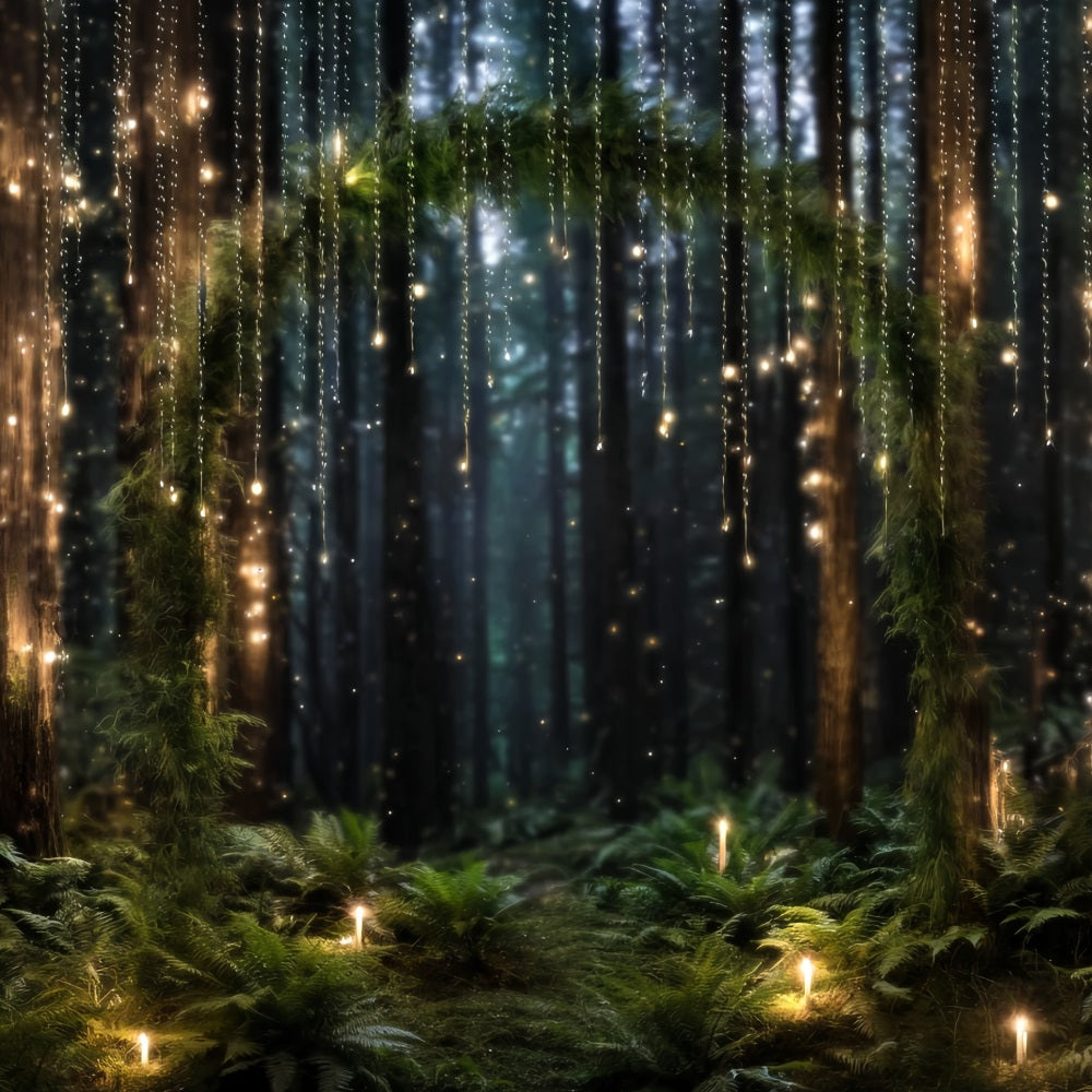 Toile de fond Forêt Nocturne Arche Lumineuse Fée Forêt Photographie TWW59-131