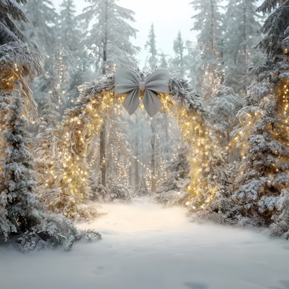 Toile de fond Forêt Noël Arche Enneigée Lumières Scintillantes Fantaisie TWW59-145