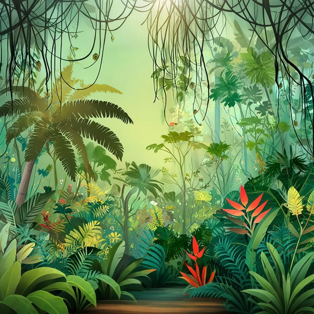 Toile de fond Forêt Tropicale Jungle Feuillage Paradis Photographie TWW59-146