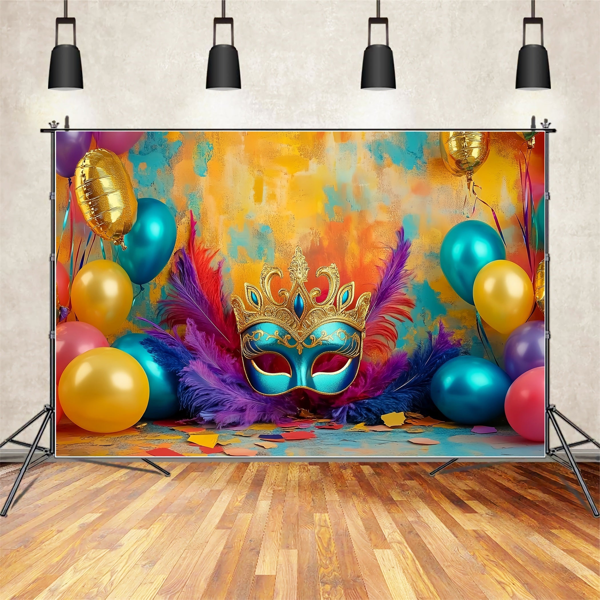 Toile de fond Cirque Masque Coloré Ballons Éclat TWW59-15