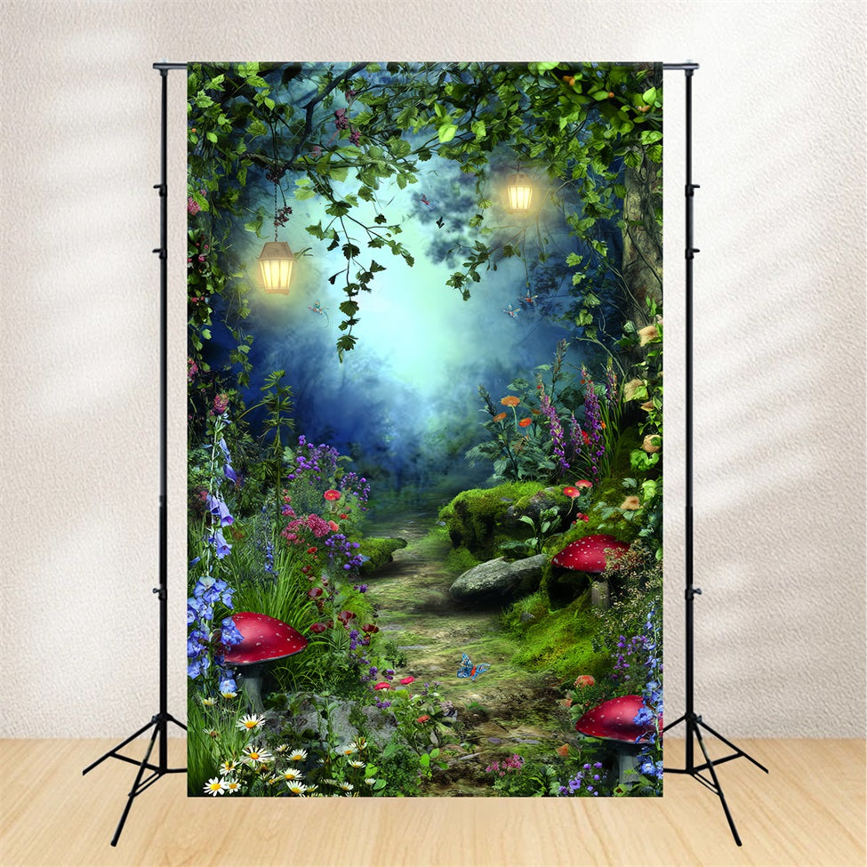 Toile de fond Forêt Magique Jardin Fées Lanternes Conte De Fées TWW59-156