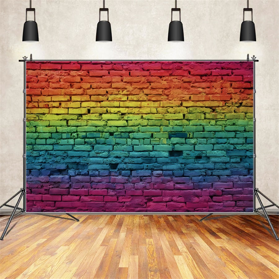 Toile de fond Mur Brique Dégradé Arc-en-ciel Vibrant TWW59-167