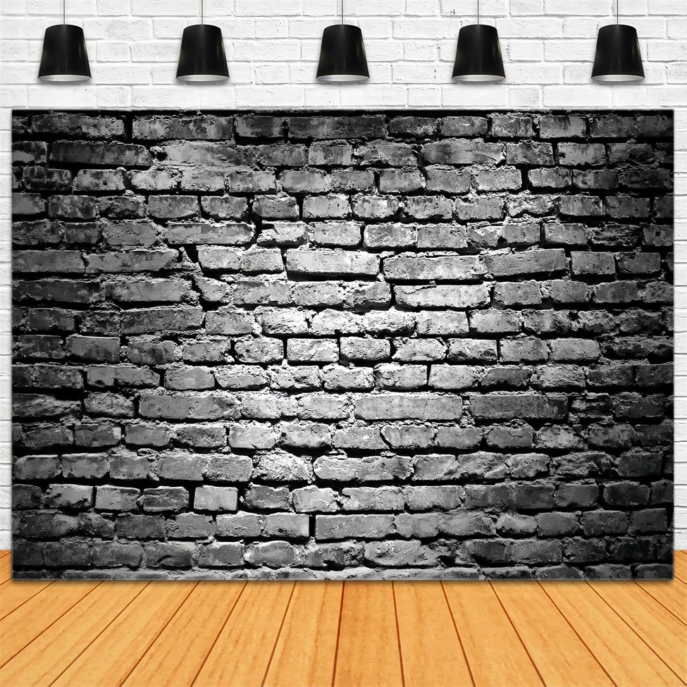 Toile de fond Mur Brique Noir Motif Grunge Noir et Blanc TWW59-178