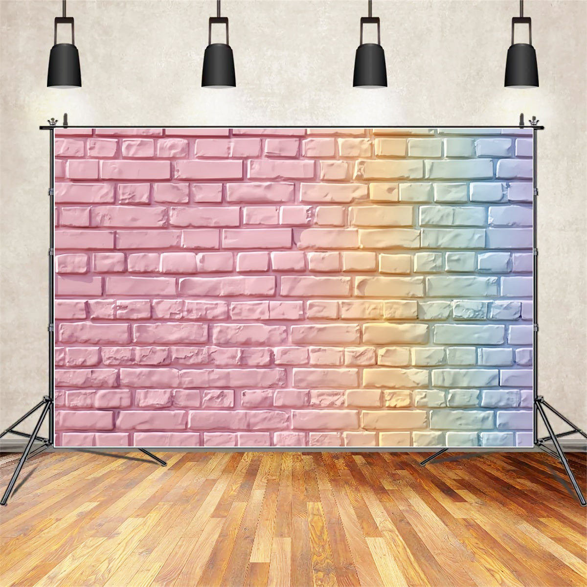 Toile de fond Mur Brique Dégradé Pastel Arc-en-ciel TWW59-180