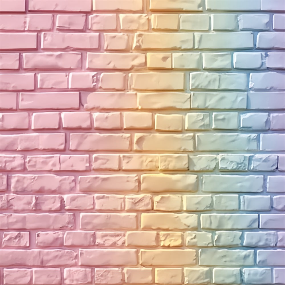 Toile de fond Mur Brique Dégradé Pastel Arc-en-ciel TWW59-180