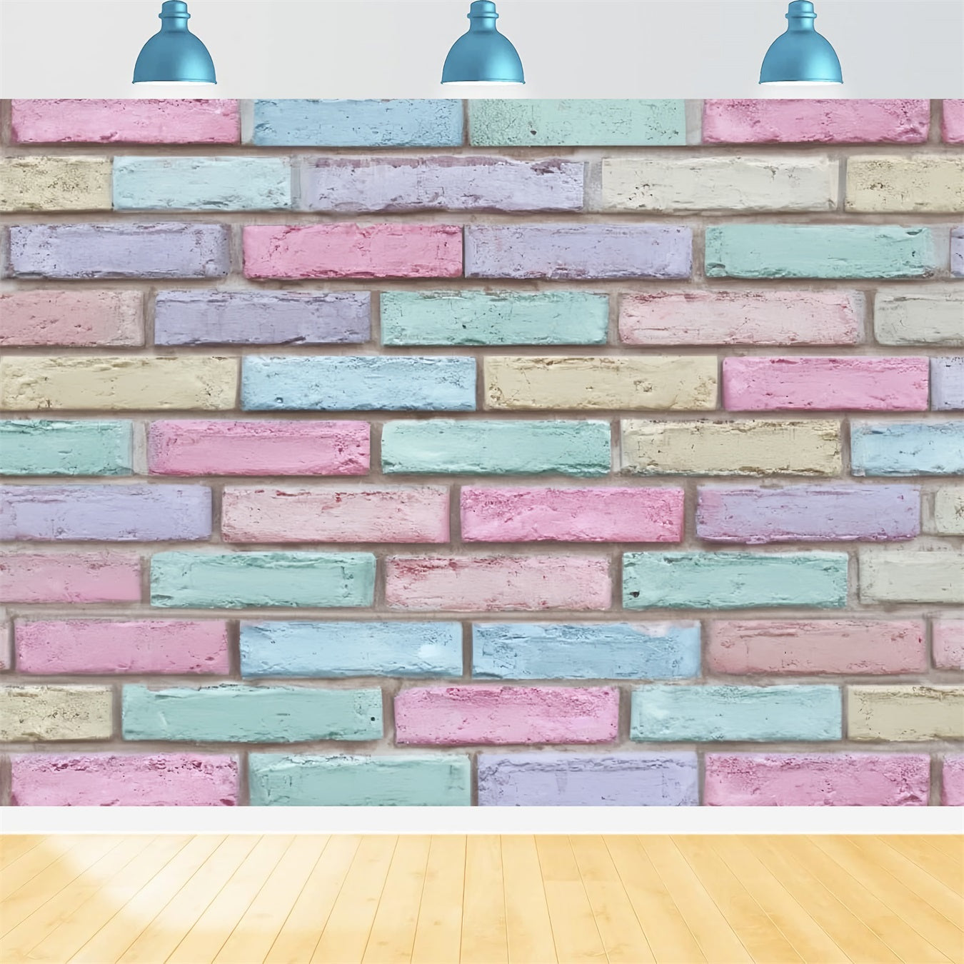 Toile de fond Mur Brique Multicolore Pastel Peint TWW59-189