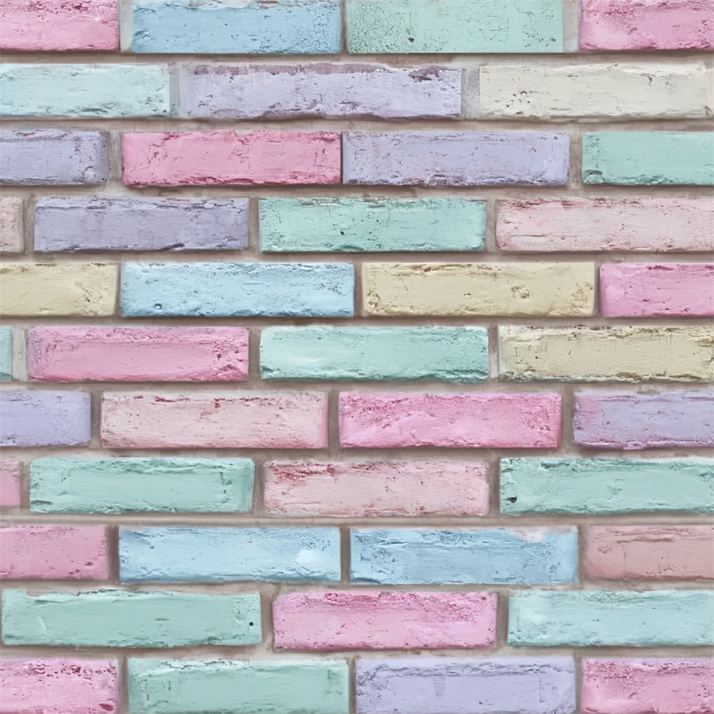 Toile de fond Mur Brique Multicolore Pastel Peint TWW59-189