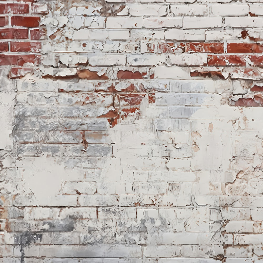 Toile de fond Mur Brique Blanc Peinture Écaillée Décolorée TWW59-192